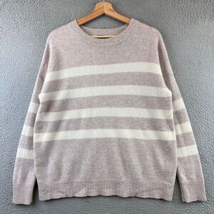 FORTE CASHMERE Women's Striped Crew Neck Sweater Size S Cashmere